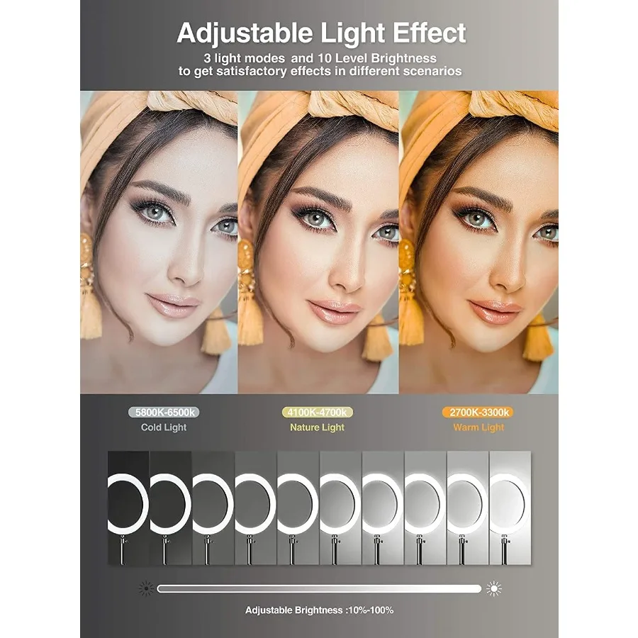 12inch Dimmable Ring Light with 72inch Adjustable Tripod Stand and iPad Phone Holder for Video Recording Virtual Meetings Makeu
