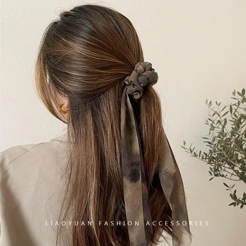 Korean Fashion Silk Scarf LV Turban Elegant Ponytail Hair Tie