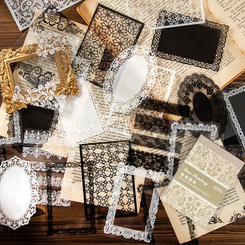 

6SETS/LOT Lace fantasy series markers photo album decoration retro PET sticker
