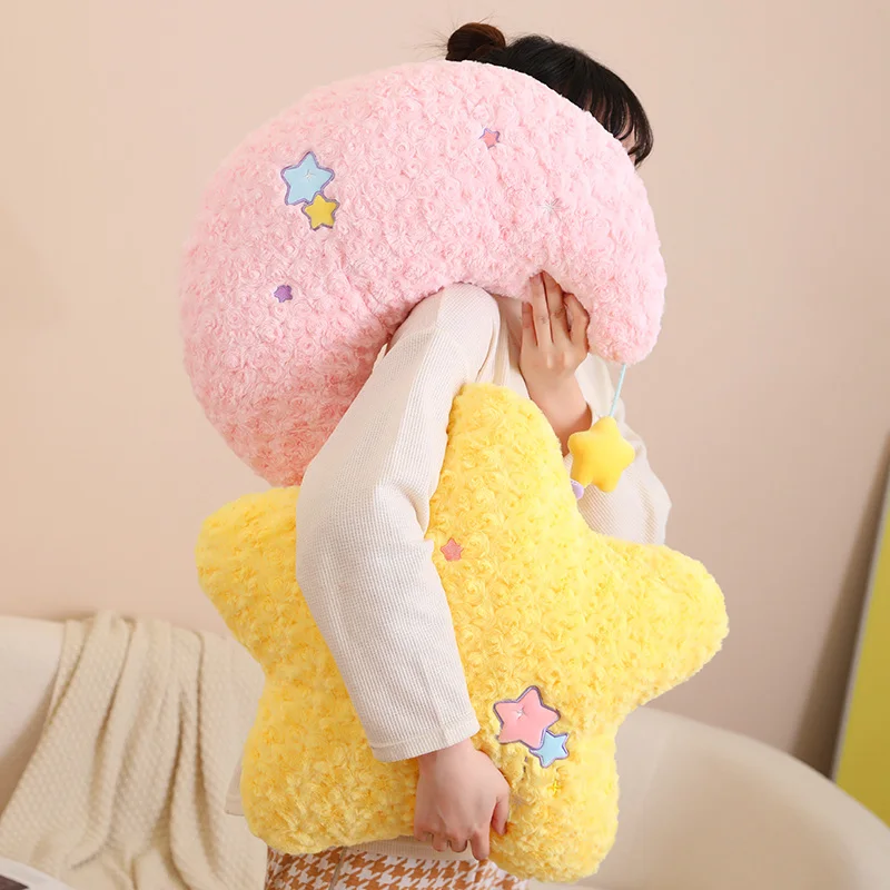 Plush Sky Pillows Emotional Moon Star Cloud Shaped Pillow Pink White Grey Yellow Purple Blue Room Chair Decor Cushion Gift 5