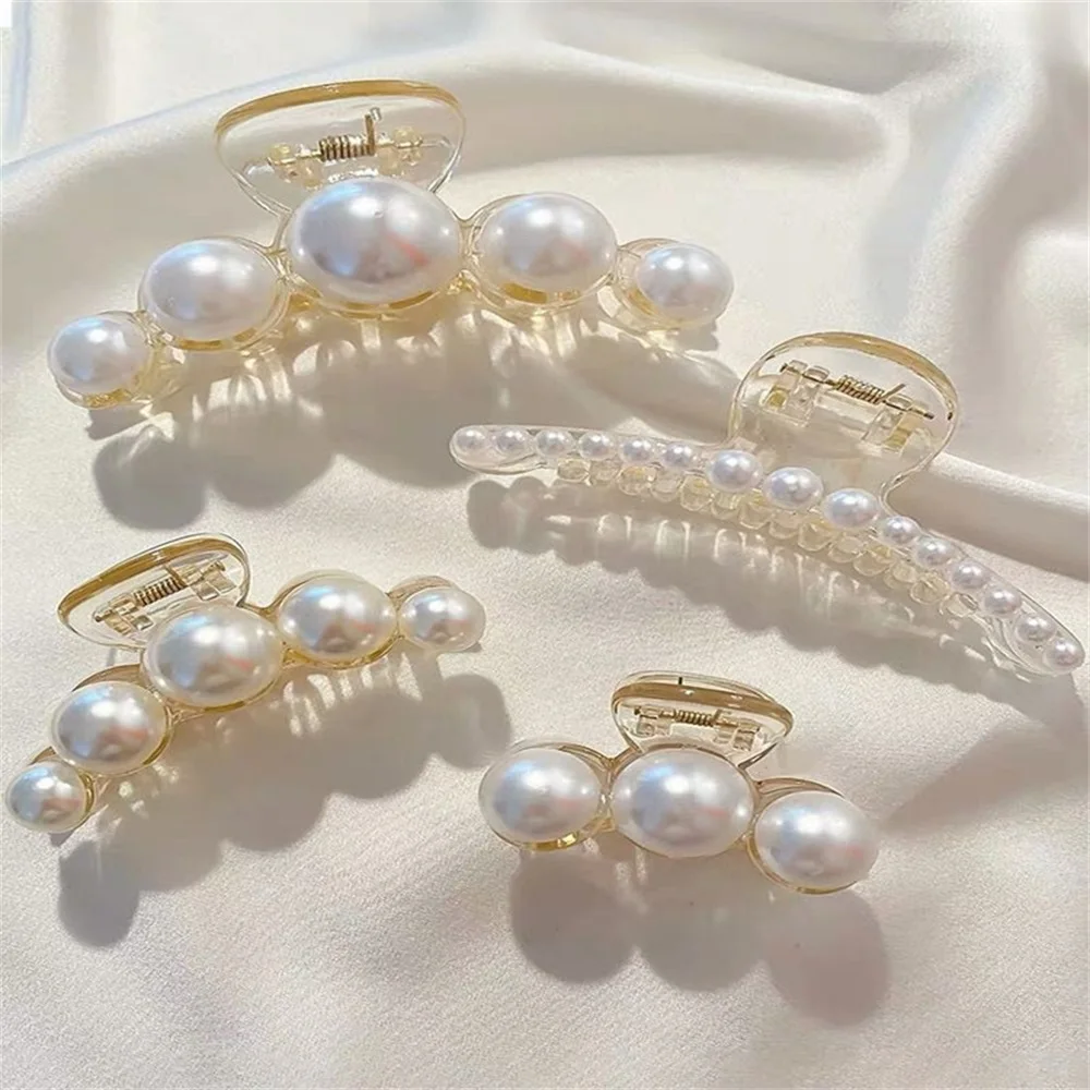 Shark Clip Hair Accessories 4pcs Large Temperament Versatile Simple And Generous Fashionable Gentle Pearl Grab Clip