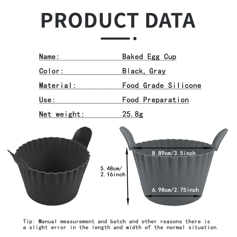 1/3/6PCS Air Fryer Egg Poacher Cups Cake Muffins Cupcakes Moulds Silicone Basket Baking Custard Pie Desserts Egg Poaching Maker