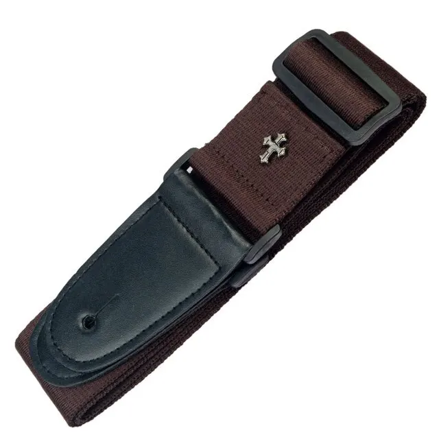Vintage Cross Design Guitar Strap with Pick Pocket - Universal Acoustic & Electric Guitar Accessory