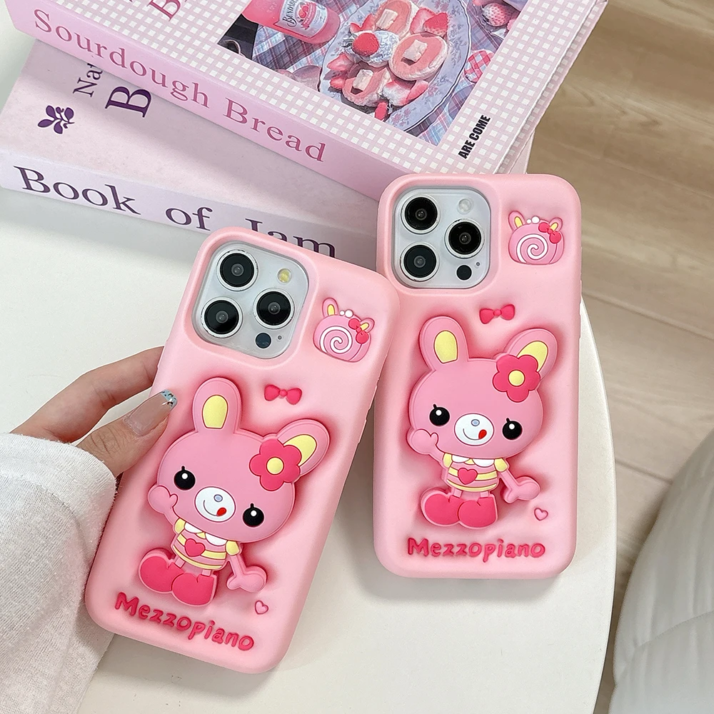 3D Cartoon Rabbit Silicone Phone Case with Shockproof Standachdadh