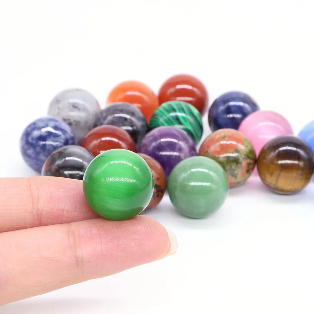 20mm Non-Porous Beads Natural Healing Crystal Stone Sphere Mini Gem Ball For DIY Bracelet Necklace Jewelry Accessories Wholesale