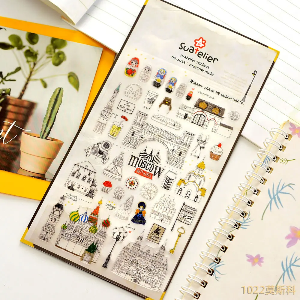 Suatelier City Sticker Korea Scrapbooking Hobby Deko-Aufkleber Junk Journal Zubehör Planer Tagebuch Fotoalbum Bastelmaterial – Detail 1