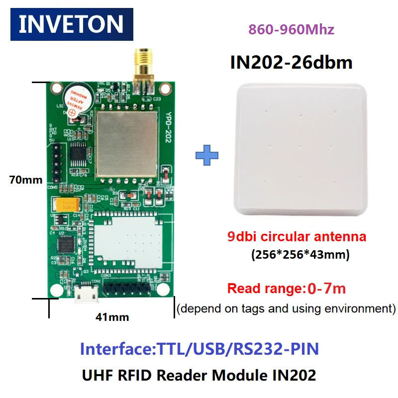 R200 UHF RFID Card Tag Reader Writer 860-960Mhz TTL EPS32 UHF RFID