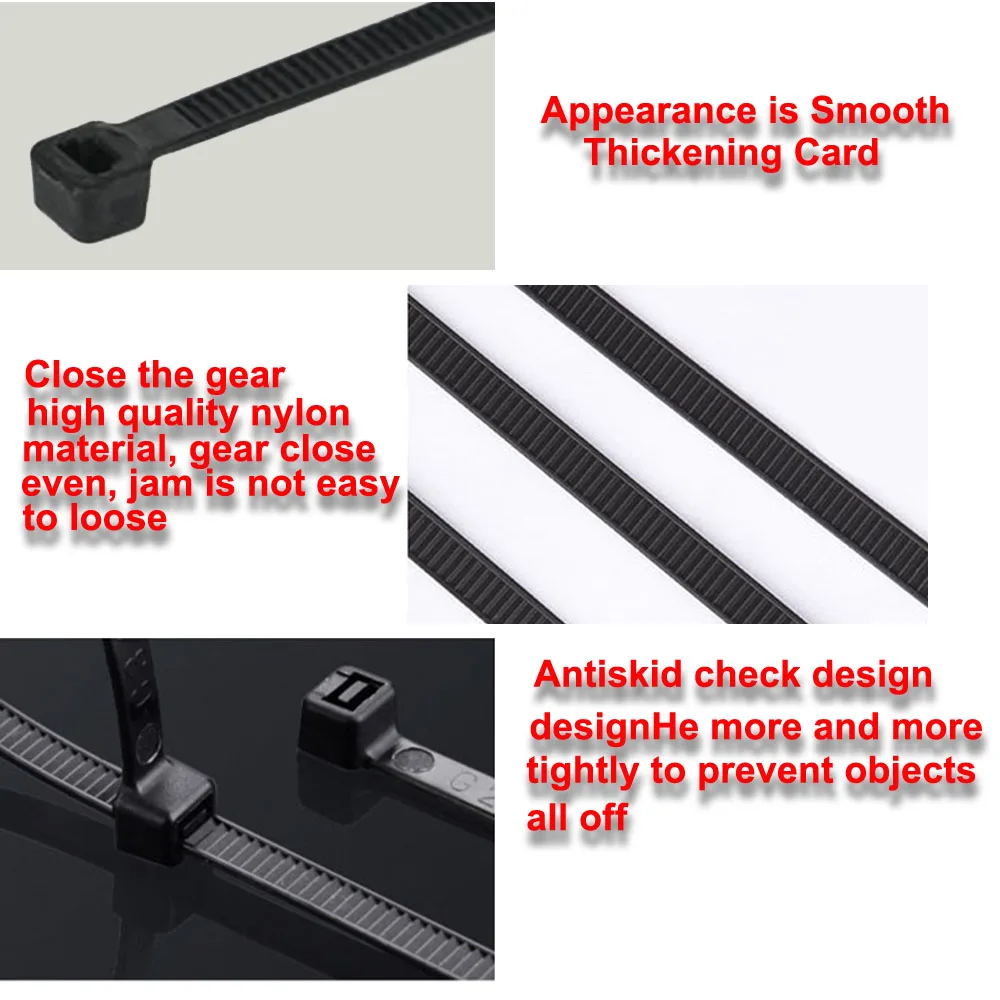 Nylon Cable Ties Cable Ties 100PCS/Bag Self-locking Plastic Cable Ties Garden Industrial Assorted Fastening Ring Plant Fasten Nylon Organiser Zip Ties