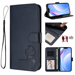 Leather Flip Wallet Case with Holder and Magnetic Closure - Elegant Design for Cubot P50 (Navy Blue (YB - 020))