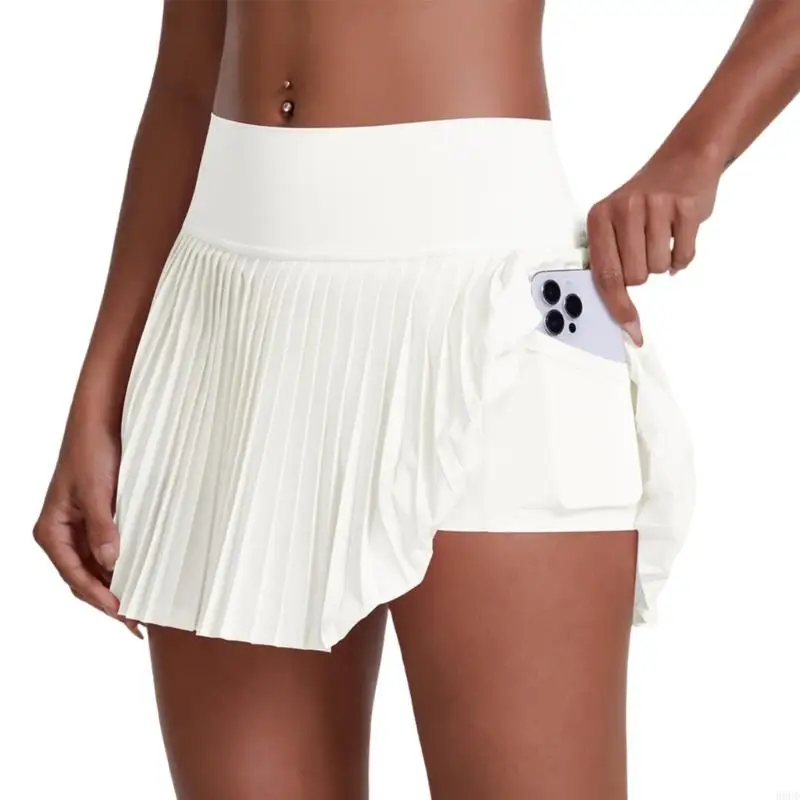 Tennisrock mit hoher Taille für Frauen, die in Shorts Hohe Taille Athletic Golf Skorts Röcke für Tennislauf -Fitness -Training – Detail 2