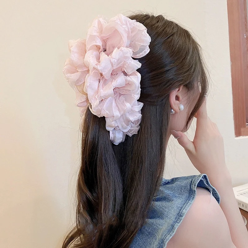 Fairy Large Hair Claw Multi-Layered Bubble Bow Clamp Temperament Volume Korean Hair Clip Shark Clip On The Back Of The Head