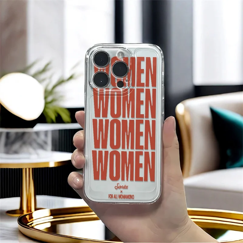 Women's Creative Transparent TPU Phone Case - English Design