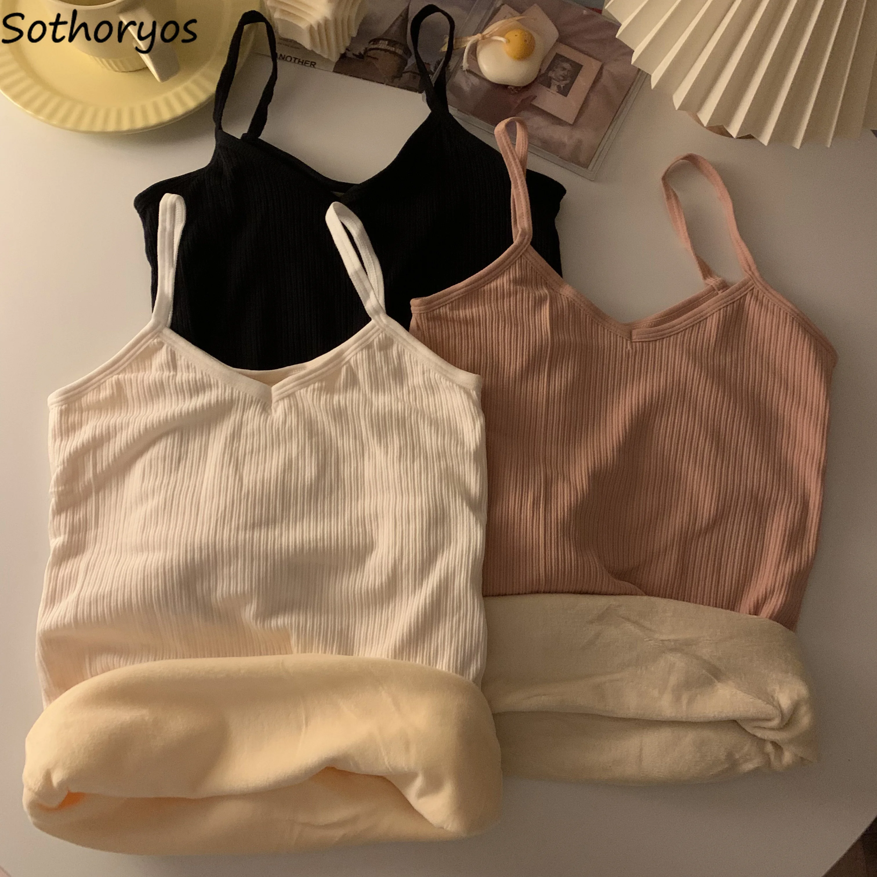 Thermal Underwear Tops Women Sleeveless Spaghetti Straps V-neck Thickening Winter Warm Undershirts Shaped Velvet Brand Soft New |