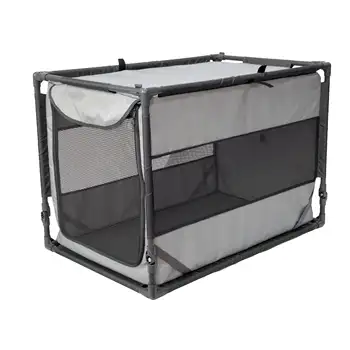 Dog Kennels and Crates Portable Folding Pet Kennel Gray Large Features Simple Assembly Solid Frame Easy Storage 1