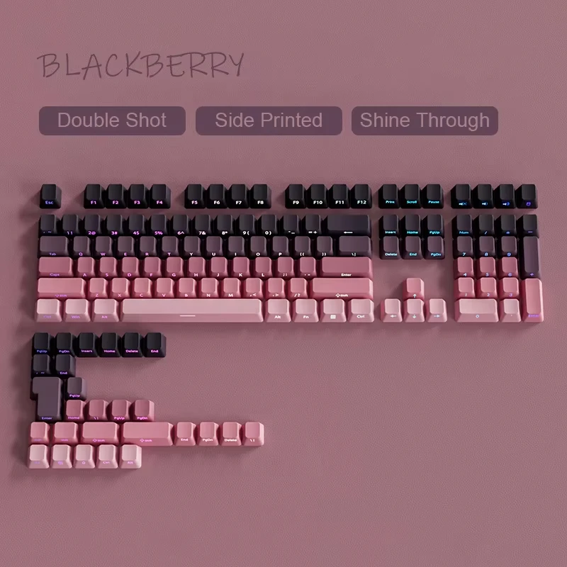 Gradient Green Shine Through Keycaps - PBT Double Shot Side Printed, OEM Profile for Gaming Keyboards (135 Keys)