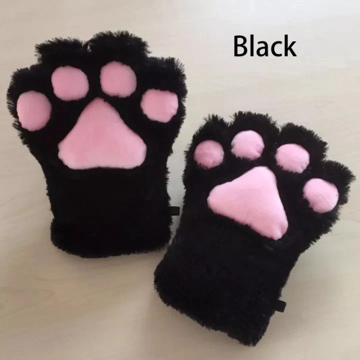 Femmes fille enfants hiver moelleux en peluche Gants Mitaines Halloween  Scène de Noël effectuer accessoire Cosplay chat ours Paw Claw Glove faveurs  du