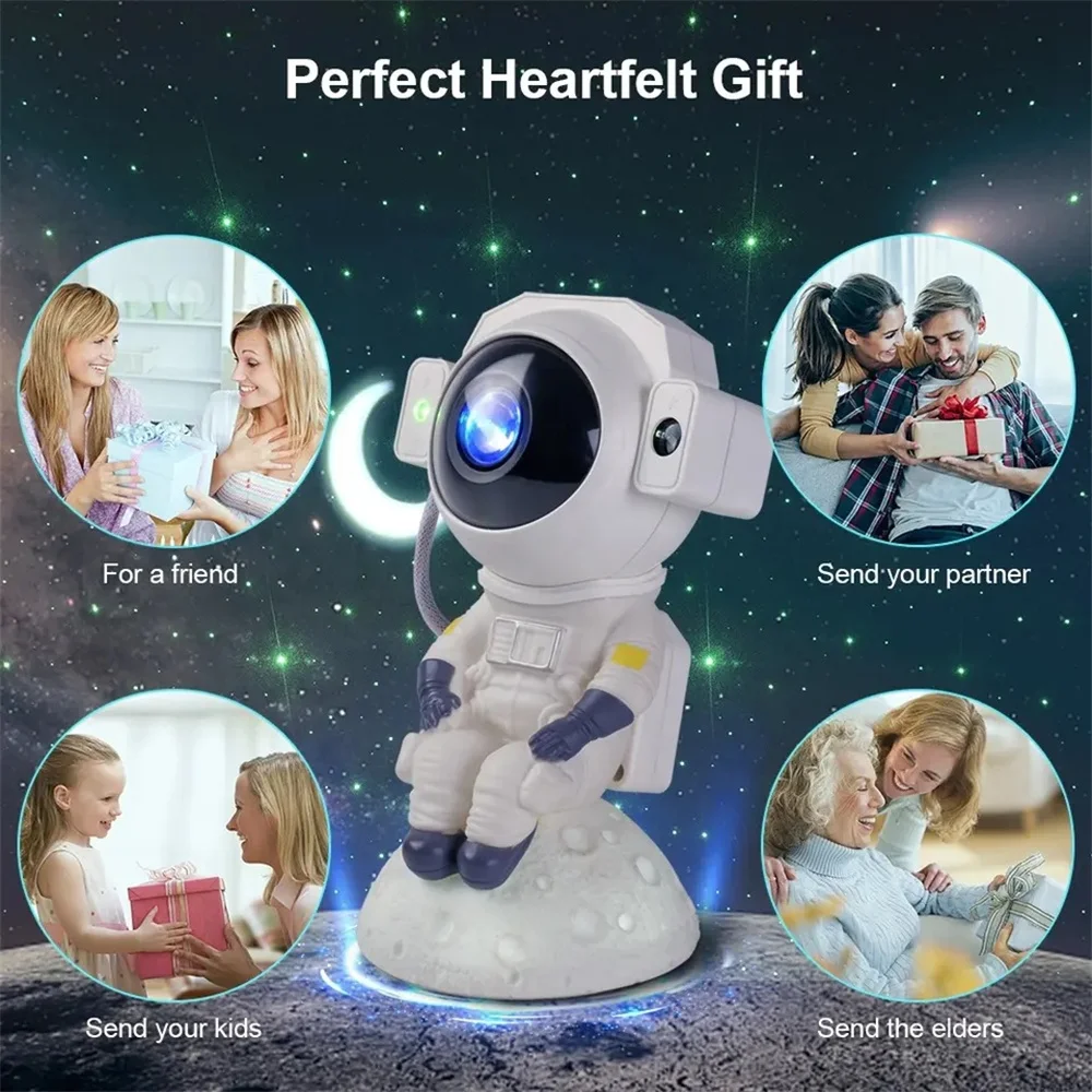 Proiettore di luce stellare, proiettore di luce per astronauti con telecomando, luminosità regolabile, proiettore di luce notturna multipla per bambini, adulti, camera da letto, festa, decorazione del