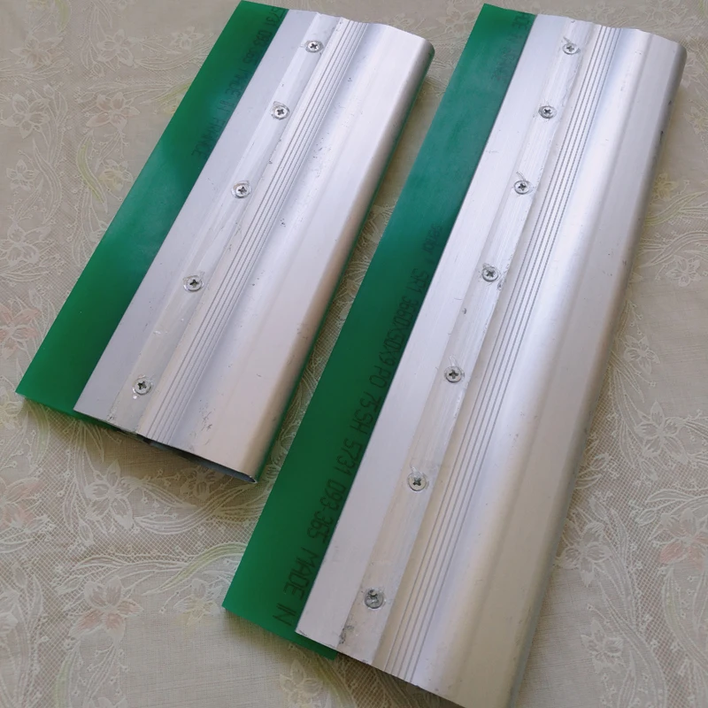 4 x 12” Screen Printing Aluminum Handle complete w 75 Duro Green Squeegee Blade 