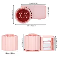 Rotating Office Desk Organizers and Accessories with 2 Drawer, Pencil Holder for Desk, Office Home Art Supplies 2
