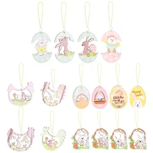 

Easter Wooden Bunny Pendants Easter Egg Bunny Chick Painted Wood Cutouts 8 Pcs Easter Rabbit Wood Cutouts Crafts Decorations