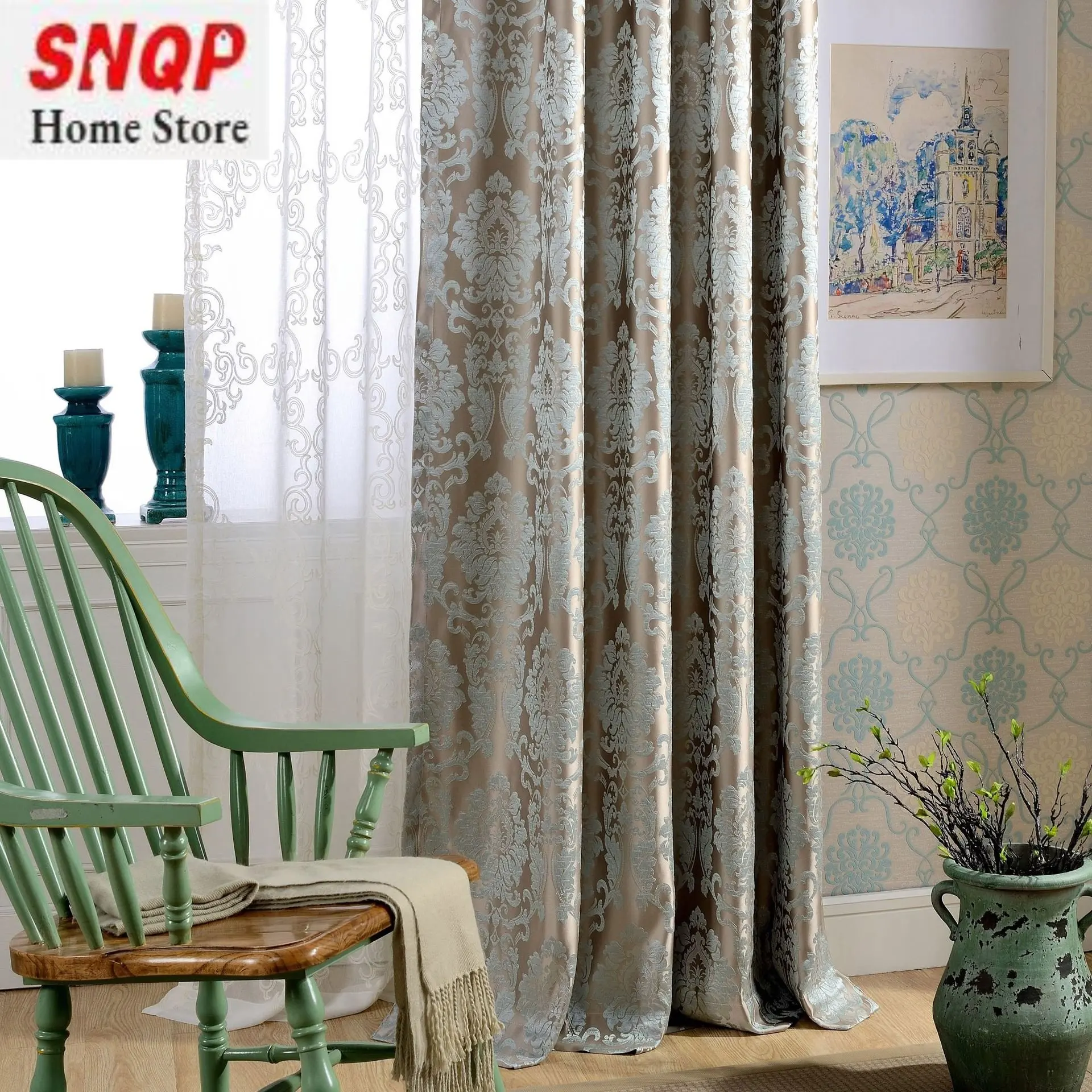 

AS Modern simple high-precision jacquard light luxury European high-end home decoration Curtains for Living dining room bedroom