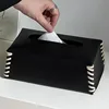 Tissue Box Luxury Woven PU Leather Napkin Case Pure Color Tissue Paper Holder Desktop Home Decoration Creative Paper Towel Cover 5
