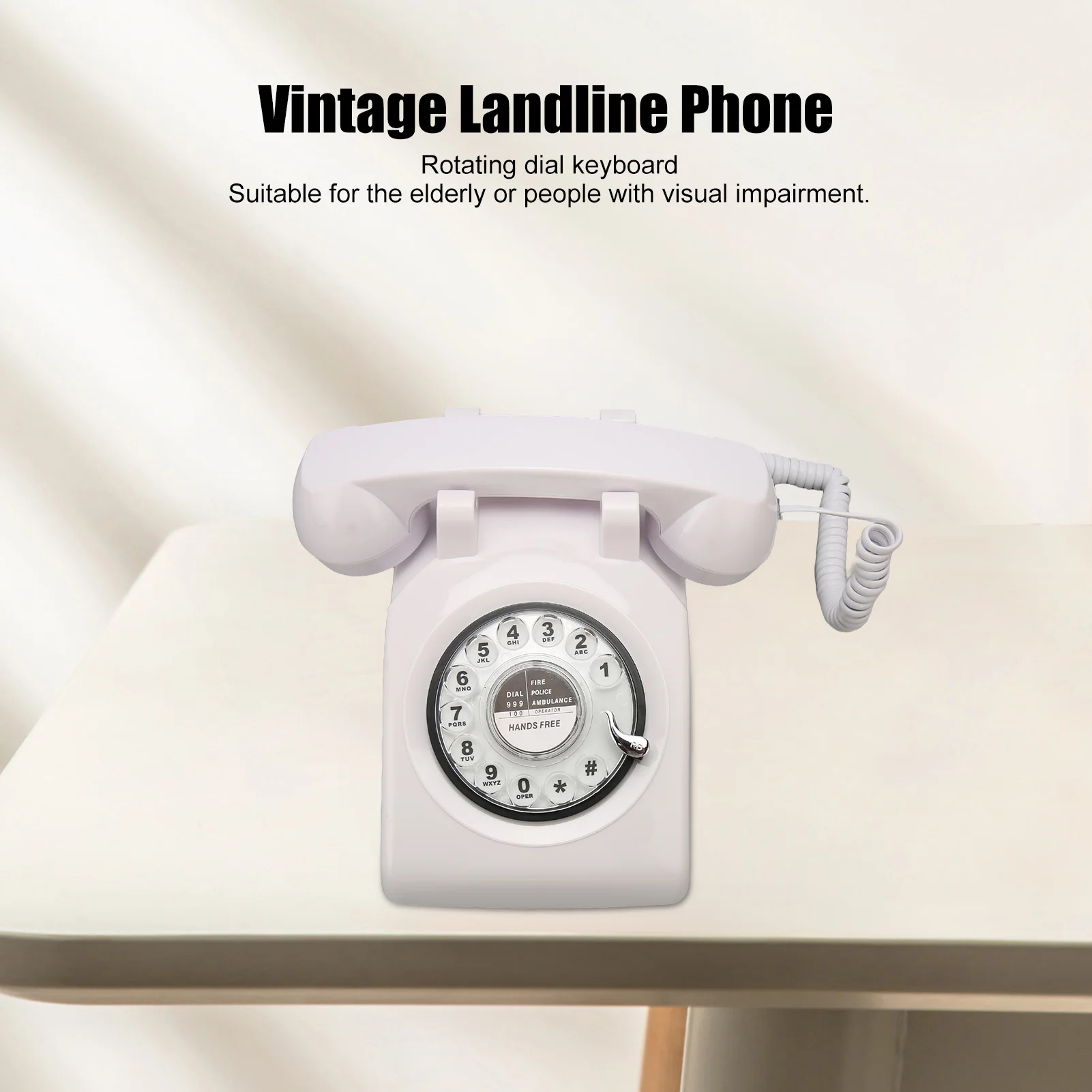 【1980 Style】Retro Rotating Phone Old Fashioned Vintage Landline Phone with Mechanical Ringer Speaker for Household Office Hotel