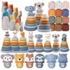 1Set Soft Silicone Building Blocks Stacking Blocks Baby Toy Round Shape Silicone Construction Toy Rubber Teethers Montessori Toy 1
