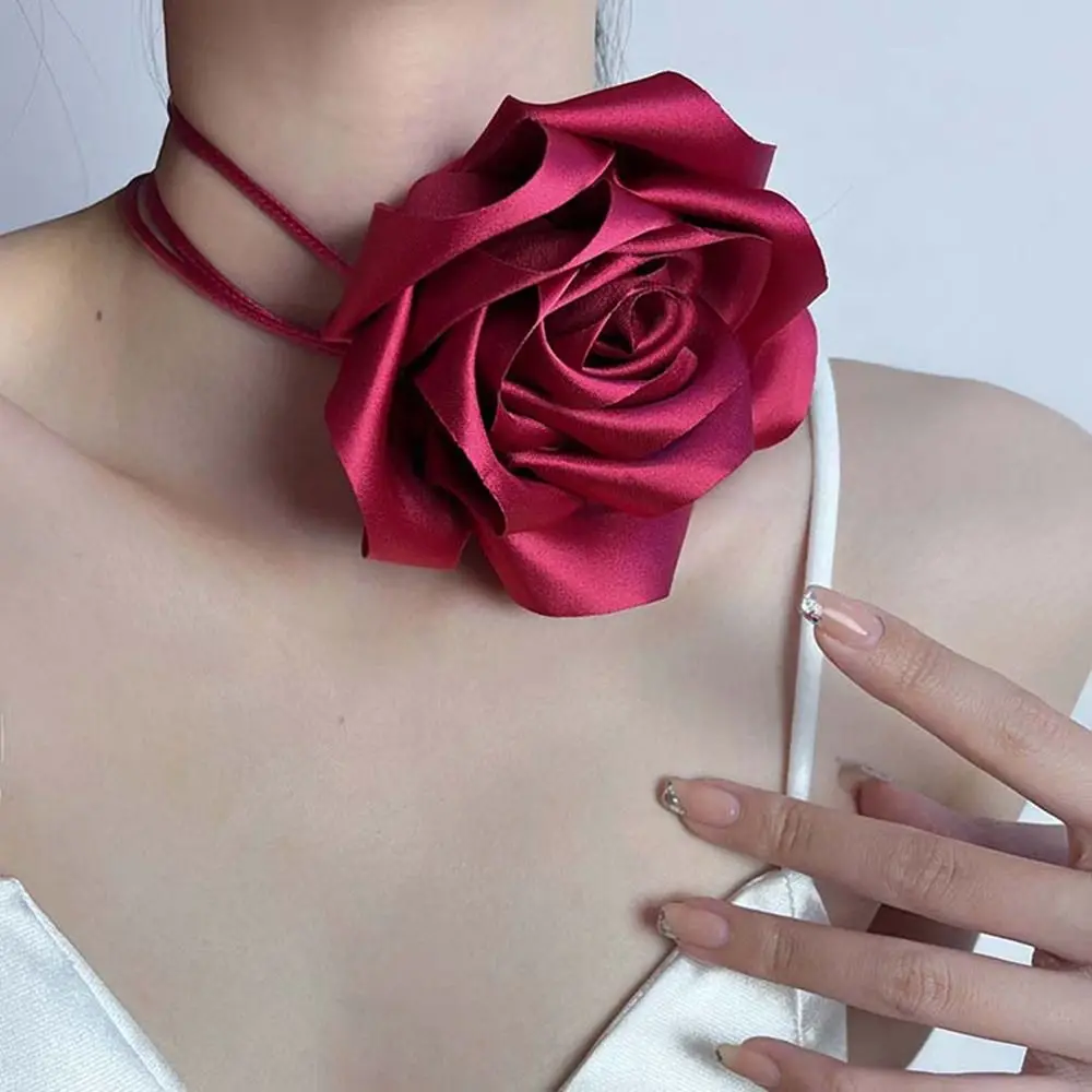 

Niche Fashion Handmade Rose Flower Shape Dual-Use Lace-Up Accessory Body Chain Styling Choker Personality Choker Women