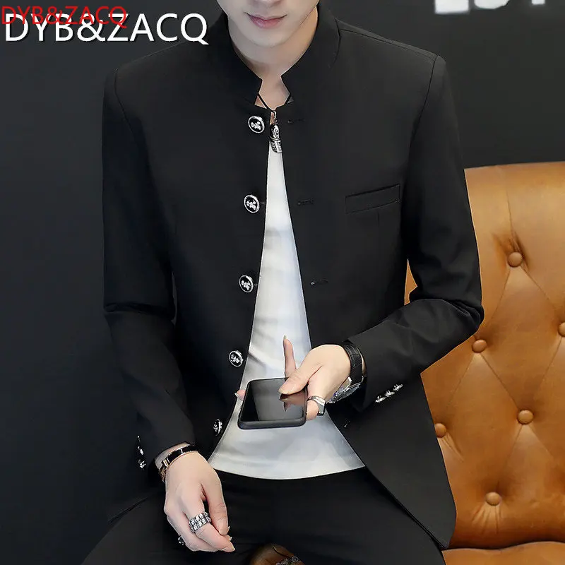 

Men's Personality Stand-up Collar Jacket Youth Korean Handsome Chinese Tunic Trend Casual Men's Spring and Autumn Simple Jacket