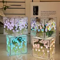 Creative DIY Tulip Night Light Led Decorative Night Lamp Magic Cube Table Lamp and Mirror 2 in 1 for Birthday Gifts Girl Cards 3