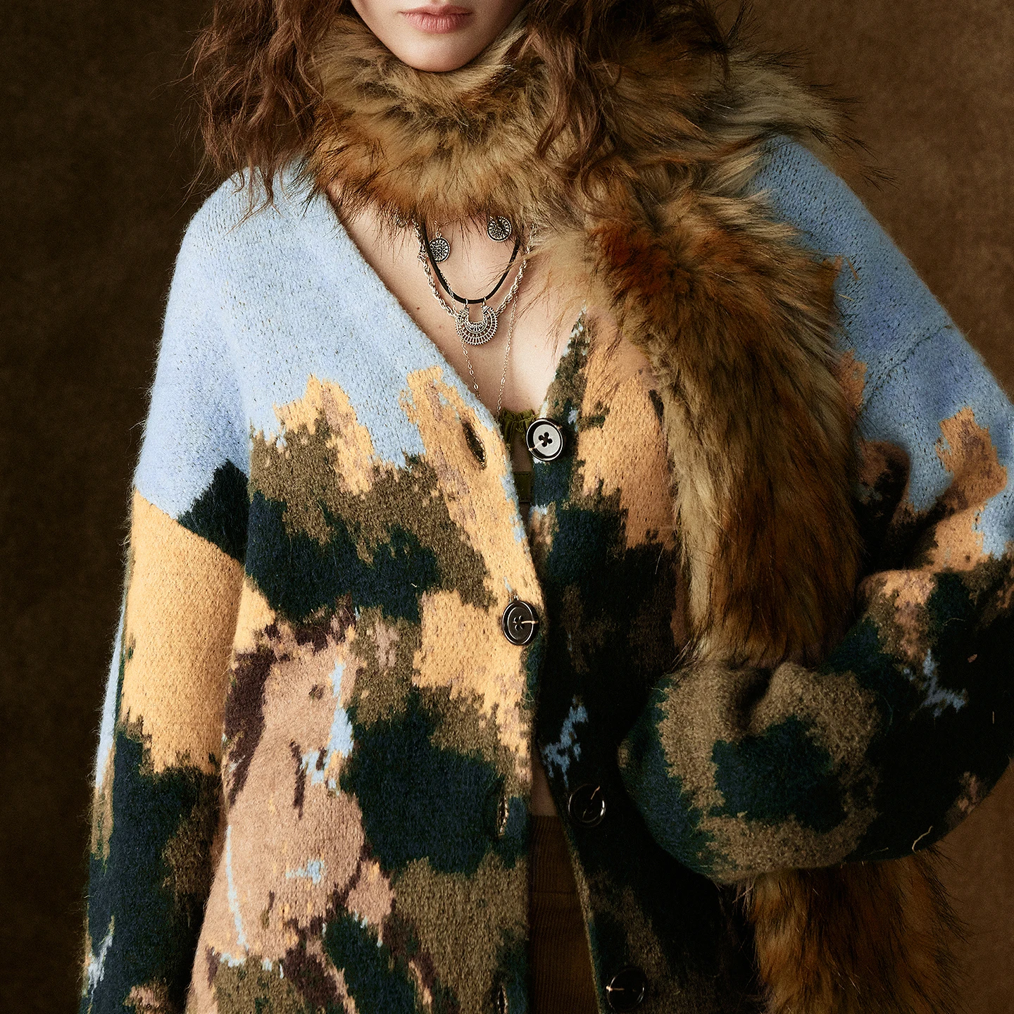 TOYOUTH معاطف نسائية محبوكة 2025 شتاء جديد الحصان...