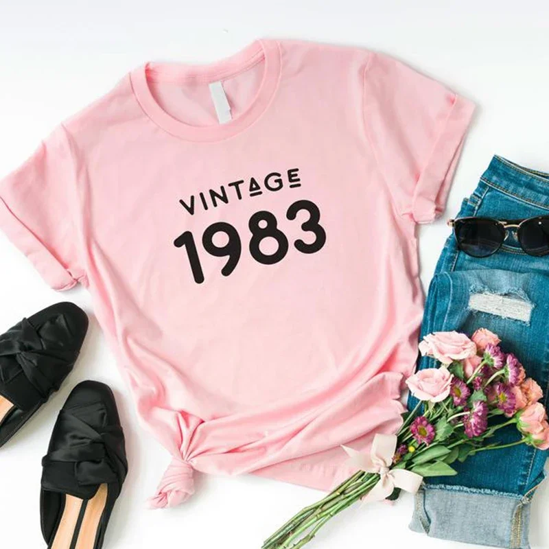 

Classic 1983 T-Shirt Women 41 Years Old 41st Birthday Gift Girls Mom Wife Daughter Party Top Tshirt Cotton Streetwear Tee Shirt