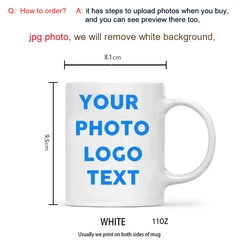 Customized Photo Mug: Personalized Name, Image & Text - Perfect Gift for Mother's Day or Weddings (White C handle 11oz)