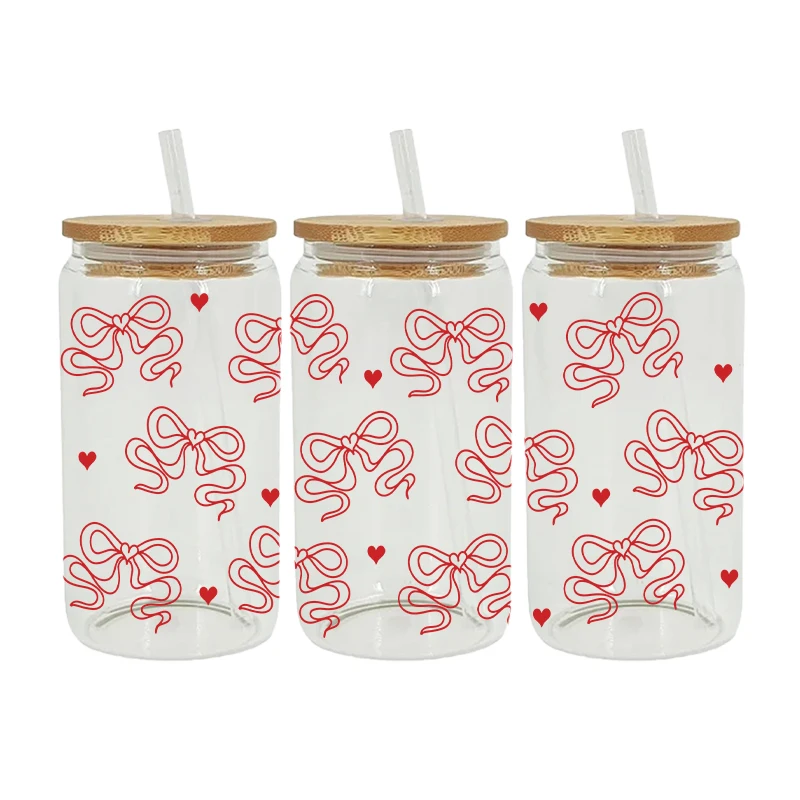 UV DTF Transfer Sticker Valentine's Day DIY Waterproof Decals For 16oz Libbey Glasses Wraps Bottles Cup Can