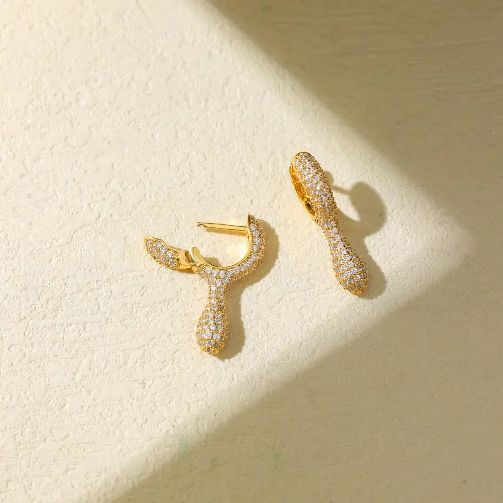 Waterproof Dripping Earrings for Women Full CZ Zircon Women's Teardrop Ear Hoop Huggie Earring Sparkling Rhinestone Chic Jewelry