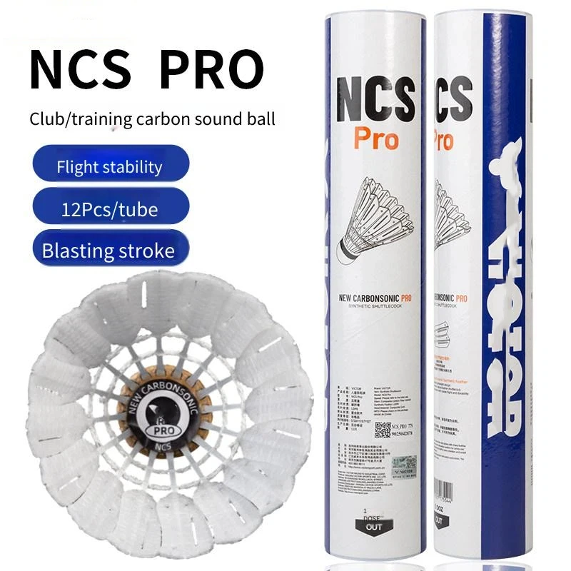 VICTOR12 Pcs/tube Shuttlecocks NCS Pro Carbon Sound Artificial Badminton Flight Stable Durable Game Ball Endurance_voghion.com