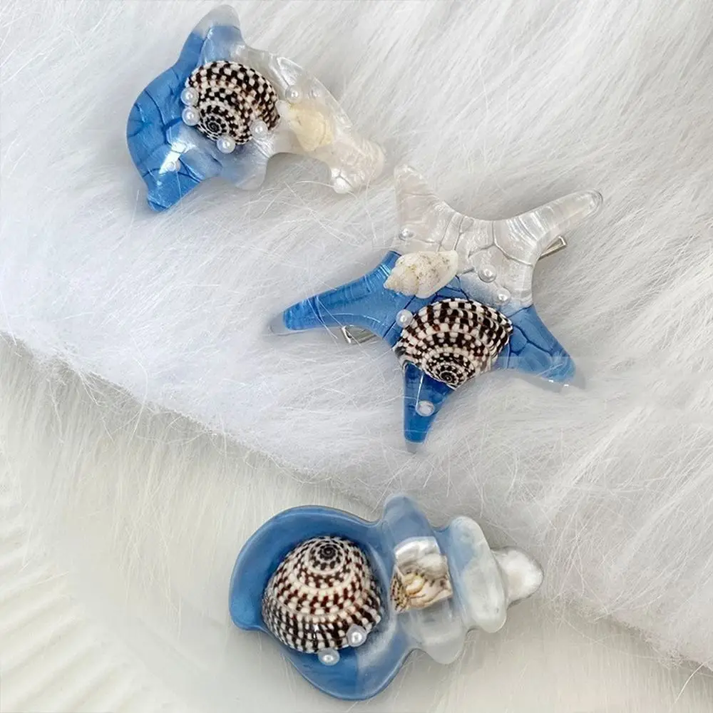 

Starfish Ocean Conch Hair Clip Creative Pearl Dolphin Star Duckbill Clip Cartoon Barrettes Shell Hairpin Party