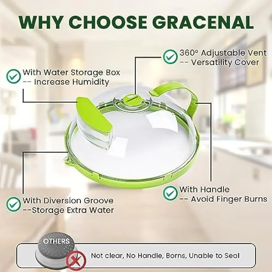 Microwave Splatter Cover Handle Water Storage Box Kitchen Gadgets Accessories microwave splatter cover