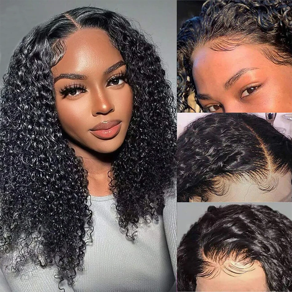 

Ready To Go Short Kinky Curly Bob 12A Brazilian 100% Human Hair Lace Front Wigs 13X4 Lace Frontal Deep Culrs Wig For Black Women