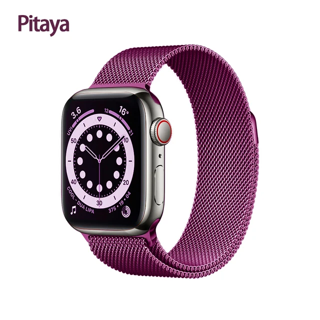Metal Milanese loop Strap For Apple watch band 7 45mm 44mm 40mm iWatch Series 42mm38mm stainless steel bracelet magnetic 3456 se Dragon fruit