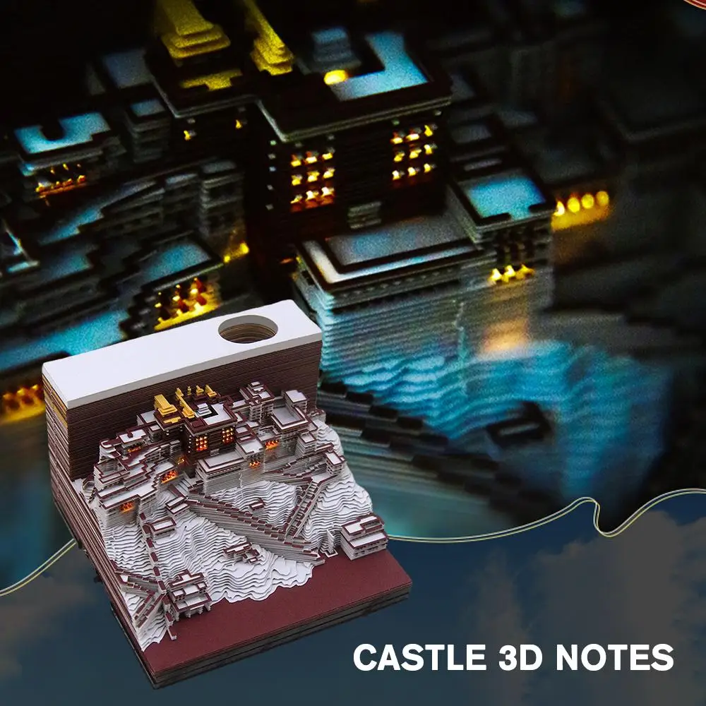 

3d Notepad Paper Sculpture Castle Sticky Notes Calendar To Notes Gifts Children Send Desktop Sticky Ornaments B0g5