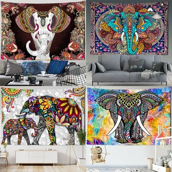 India Mandala Tapestry Elephant Buddha Aesthetic Wall Hanging Print Boho Decor Vintage ation Psychedelic Home Room 1