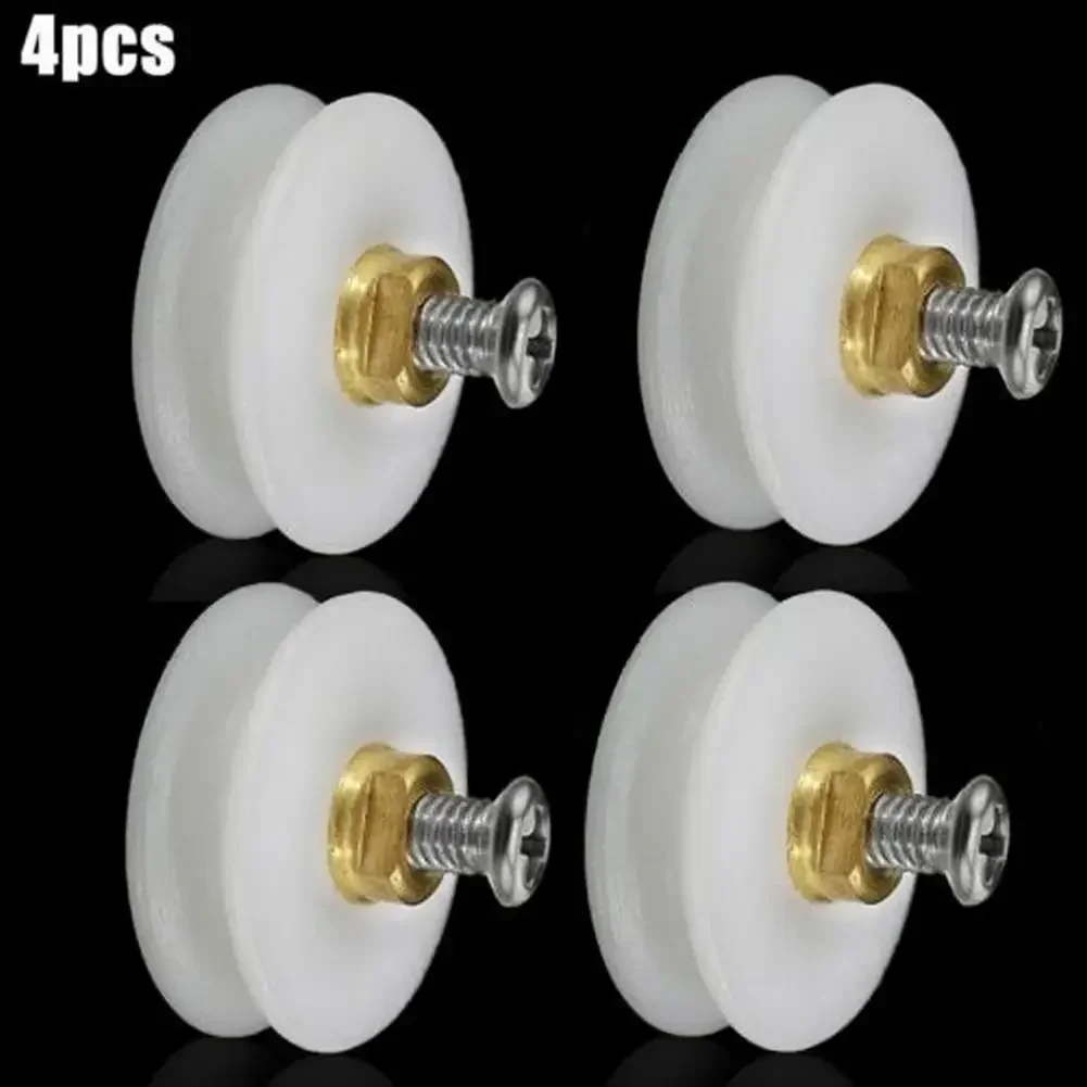 Shower Door Rollers Shower Room Rollers 8pcs Durable Shower Room Bathroom Door Rollers Shower Runners Part Room Wheels White 22mm Accessories