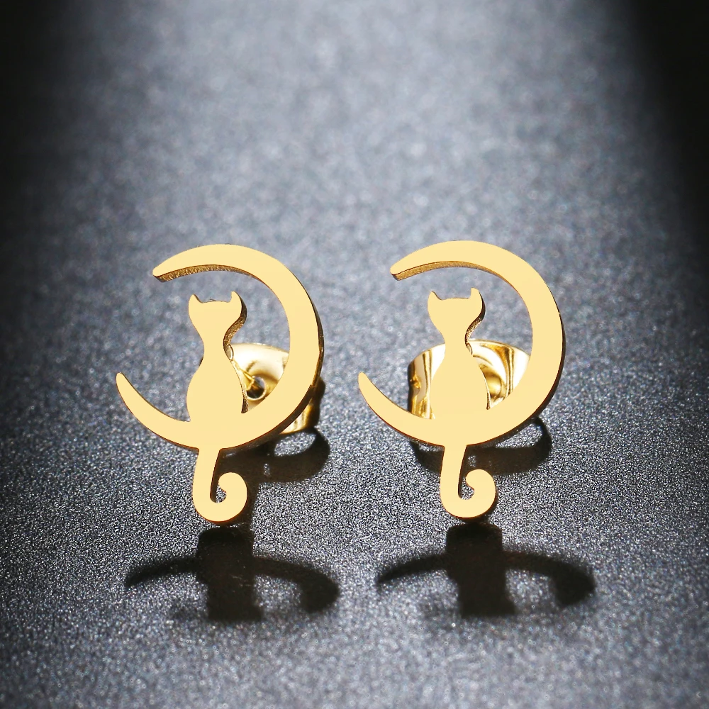 Stainless Steel Earrings Minimalism Map Sun Classic Stud For Women Jewelry Wedding
