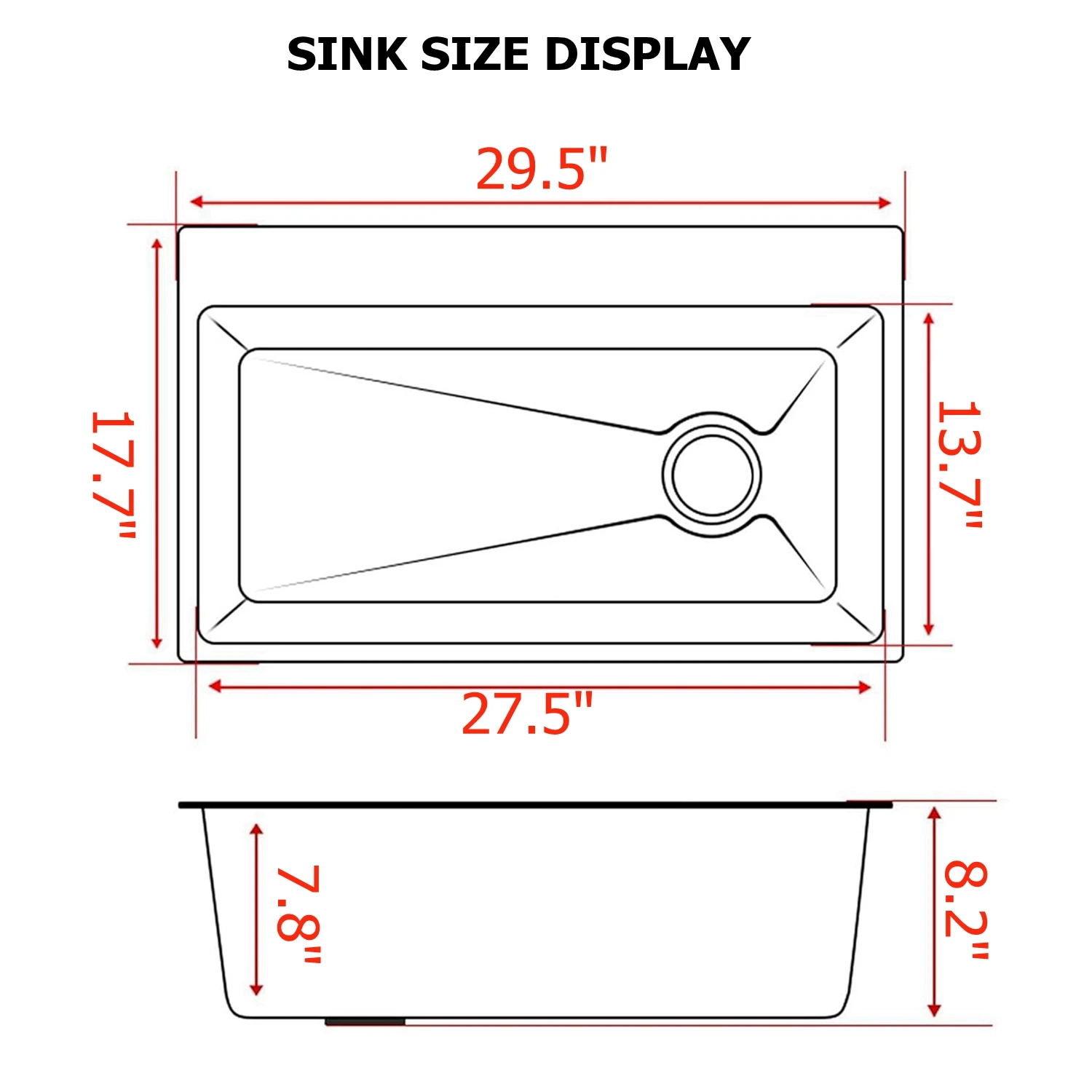 Kitchen Sink Digital Display Embossed Large Single Groove honeycomb Nano Raindance Waterfall Sink 29.5 INCH
