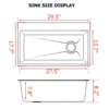Kitchen Sink Digital Display Embossed Large Single Groove honeycomb  Nano Raindance Waterfall Sink  29.5 INCH 6