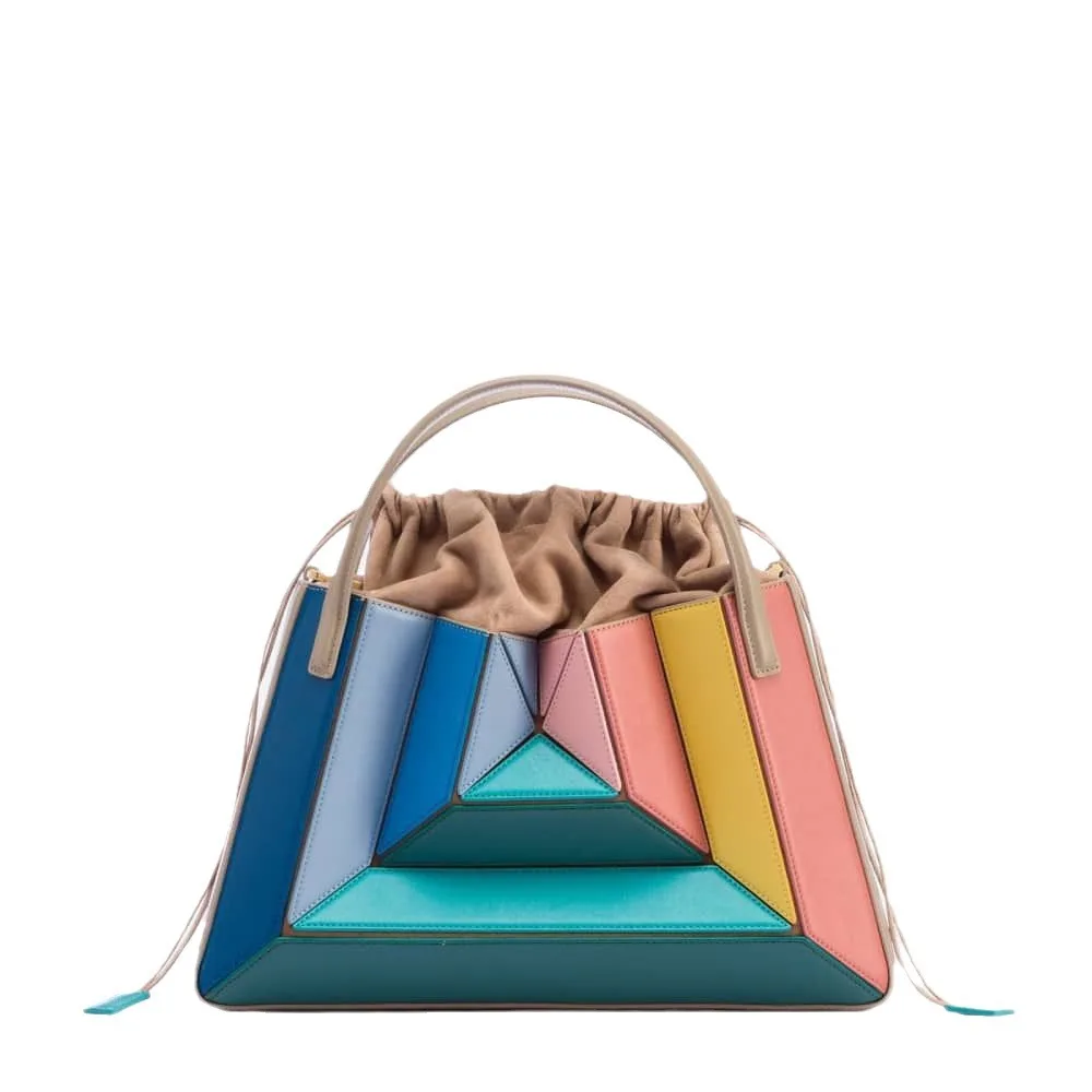 

Turkish style niche design pleated collision colour fashion mini handbag crossbody bag drawstring handbag