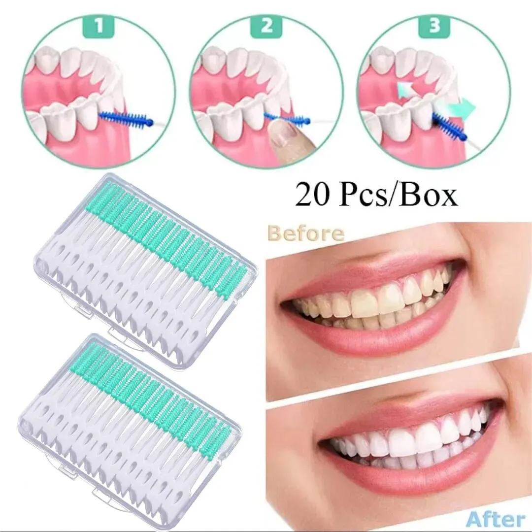 Toothpick Brush 2PCS Soft Silicone Interdental Cleaning Oral Care 20pcs/box