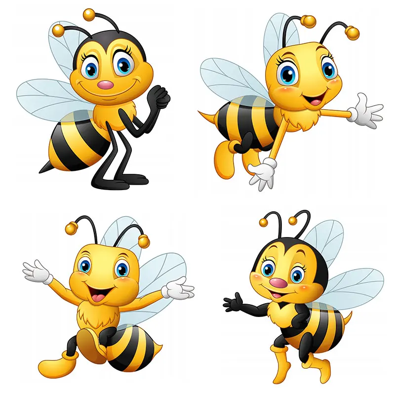 M402 Cute Little Bee Cartoon Insect Wall Sticker Children's Bedroom Decoration Sticker Toilet Refrigerator Car wall stickers